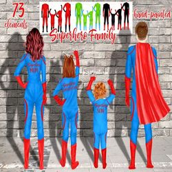 Superhero clipart: "SUPERHERO FAMILY CLIPART" Supermom Clipart Superhero Dad Super Kids Superhero Gift Sublimation Desig