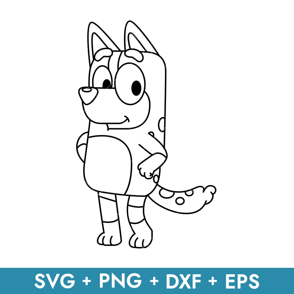 Bluey Chilli Mum Outline in svg, transparent png, dxf, eps formats ready for download