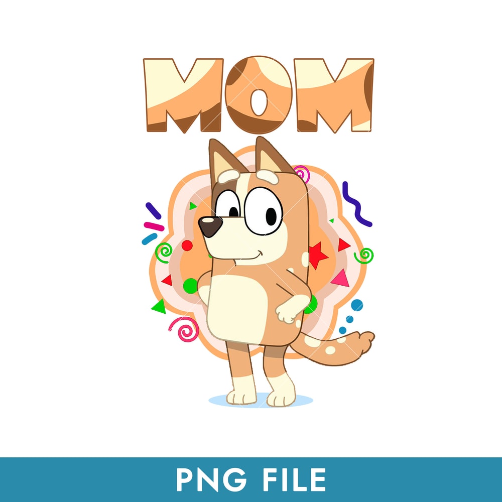 Bluey Mom With text on Orange in transparent png formats ready for download