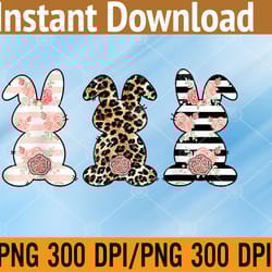 leopard easter bunny rabbit trio cute easter day png digital download