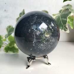 Tengizite Sphere 62 mm Shaitanite Stone Ball Black Dragon Glass Mineral Sphere by UralMountansFinds