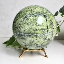Lizardite Sphere 95 mm Green Stone Ball Serpentine Mineral Sphere by UralMountansFinds