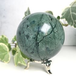 Serpentine Sphere 60 mm Green Stone Ball Serpentine Mineral Sphere by UralMountansFinds