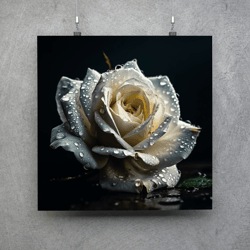 white rose poster - downloadable and printable digital painting
