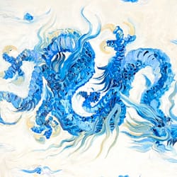oil painting with blue dragon abstract art dragon painting galainart interior art big canvas wall decor art gift ideas