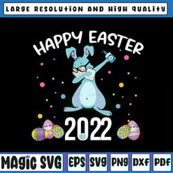 happy easter 2022 png, funny dabbing rabbit, cute rabbit with face mask png, easter bunny, digital download