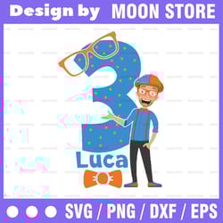 personalized custom blippi birthday file svg, blippi 3rd birthday svg ,personalized birthday name and age, digital downl