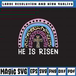 he is risen leopard rainbow christian jesus happy easter day, easter day png, easter bunny, digital download
