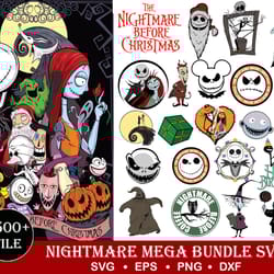 1500 file nightmare before christmas svg mega bundle svg eps png, for cricut, silhouette, digital, file cut