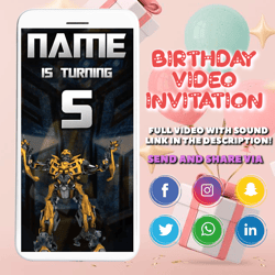 transformers birthday invitation video, transformers video invitation, transformers video evites, transformers digital