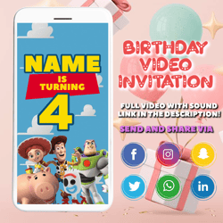 toy story invitation, toy story birthday video invitation, toy story animated video, toy story custom invite, toy story