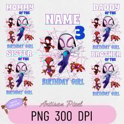 spidey birthday girl png, personalized spidey birthday matching pngs, birthday girl png, spidey girl theme birthday png