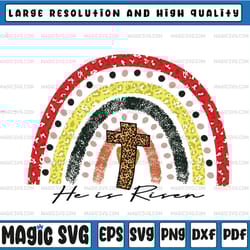 he is risen leopard rainbow christian jesus happy easter day, jesus png, easter bunny, digital download