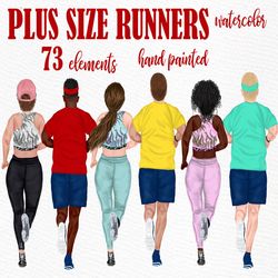 Runners Plus Size clipart: "RUNNING PEOPLE" Marathon clipart Plus size people Fitness clipart Sport clipart Workout clip
