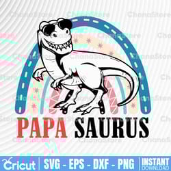 papasaurus t rex svg, dinosaur papa saurus rainbow svg, father's day svg, father's day gift, dinosaur dad svg