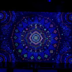 uv active tapestry "shamanic sun" art print wall poster home decor festival decor black light canvas psychedelic poster