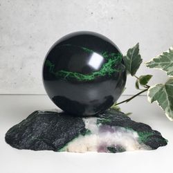 Uvarovite Sphere 75 mm Uvarovite Garnet Stone Sphere Uvarovite Ball Rare Mineral by UralMountainsFinds