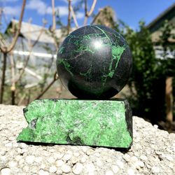 Uvarovite Sphere 54 mm Uvarovite Garnet Stone Sphere Uvarovite Ball Rare Mineral by UralMountainsFinds