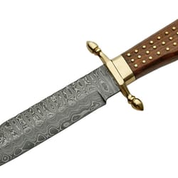 custom handmade damascus steel knife with leather sheath