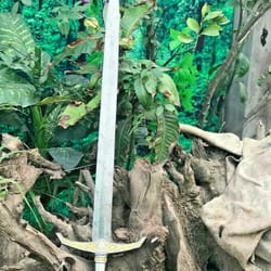 templar's sword two handed longsword damascus steel viking sword with metal handle