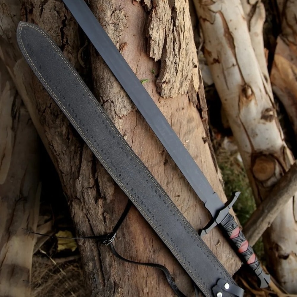 CUSTOM HAND FORGED CARBON STEEL POWDER CODING VIKING LONG SWORD WITH SHEATH.jpeg