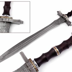 30 inch templar sword combat damascus steel viking sword hand forged