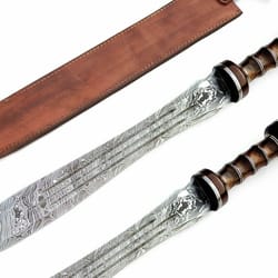 roman gladius sword viking sword hand forged damascus steel with rose handle