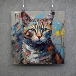 cat oil drawing poster - download and print