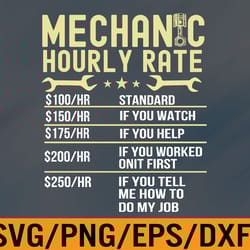 mechanic hourly rate labor rates funny vintage graphic svg, eps, png, dxf, digital download