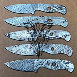 Lot of 5 Damascus Steel Blank Blade Knife For Knife Making Supplies, Custom Handmade FULL TANG Blank Blades (SU-103)
