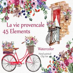 watercolor wedding clipart: "floral clip art" bouquets clipart wedding clip art diy clip art bicycle clipart flower clip