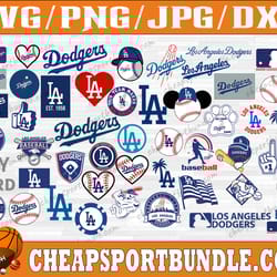 bundle 55 files la dodgers baseball team svg, la dodgers svg, mlb team svg, mlb svg, png, dxf, eps, jpg