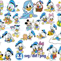 disney baby donald duck svg, mickey mouse svg, daisy duck svg, baby donald duck and daisy duck png