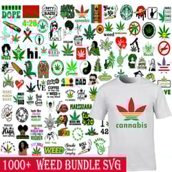 1000 weed mega bundle svg, cannabis svg bundle cutting file for cricut