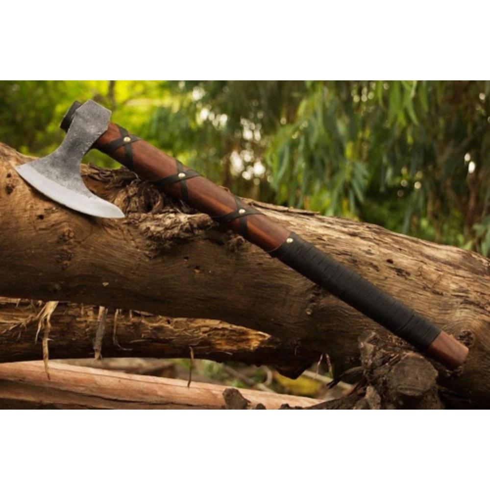 21 Hand-Forged Viking Carbon Steel Tomahawk Axe with Integral Design and Leather Handle (3).png