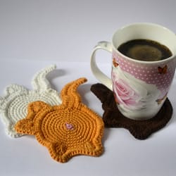 cat butt mug rug coasters crochet pattern
