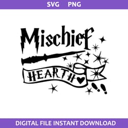 mischief heart svg, macgic wand svg, harry potter svg, png digital file