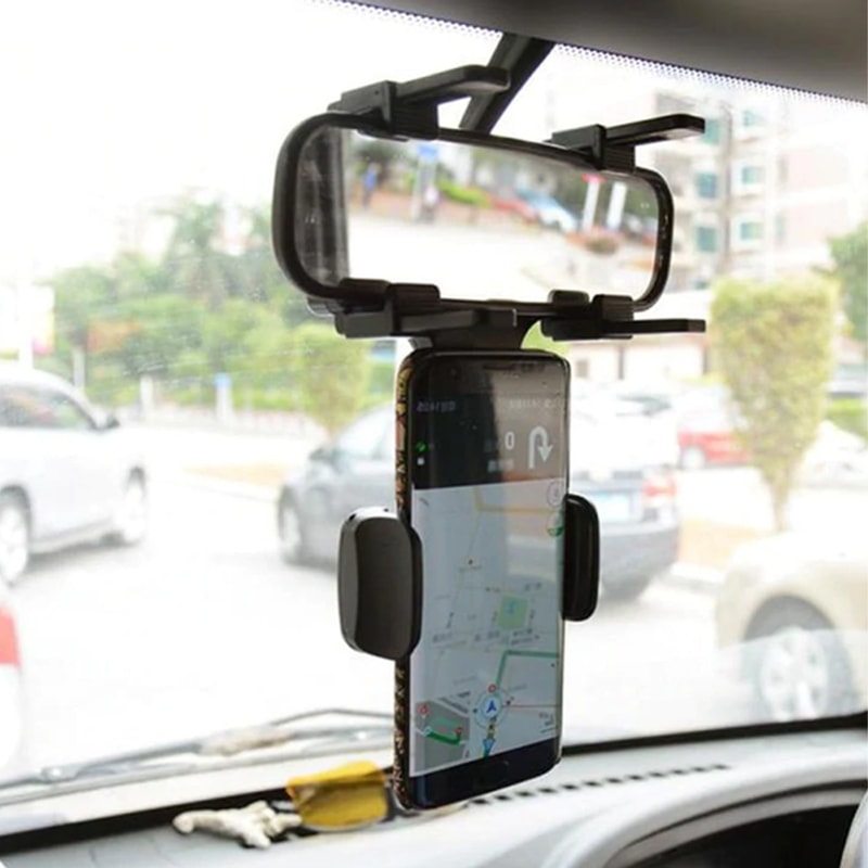 Universal Multifunctional Rear View Mirror Phone Holder 2
