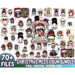 70 files christmas messy bun bundle png