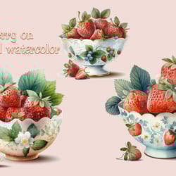 strawberry on bowl watercolor