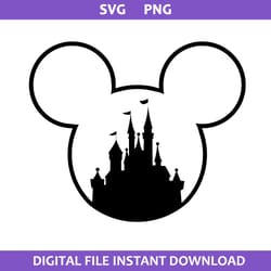 mickey head castle svg, mickey mouse svg, disney svg, png digital file