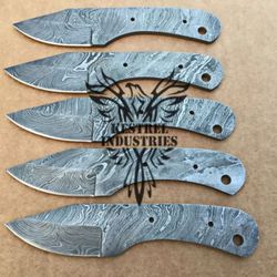 Lot of 5 Damascus Steel Blank Blade Knife For Knife Making Supplies, Custom Handmade FULL TANG Blank Blades (SU-145)