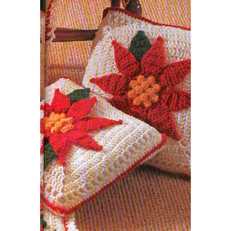 Christmas Poinsettia Pillows Vintage Pattern