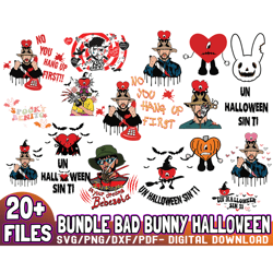 20 files bad bunny halloween bundle svg, bad bunny svg, digital download, bad bunny png, halloween svg, bad bunny bundle