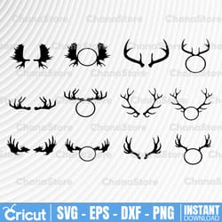 deer head silhouette svg bundle, antler silhouette svg, hunting svg, deer head svg, deer head clipart, antler clipar
