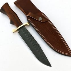 wilderness masterpiece: custom handmade carbon steel hunting knife and survival kit