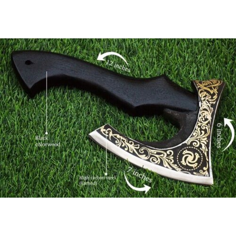 SlicewithVikingStrength CustomHandforgedCarbonSteelVikingAxePizzaCutterBestGiftforHim