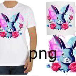 sublimation of a beautiful rabbit on the background of the heart-4