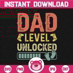 funny new dad png dad level unlocked png, gaming png, first time dad, father's day gift idea, new super dad announcement
