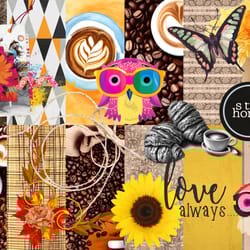 cinnamon coffee digital scrapbooking kit, 82 elements